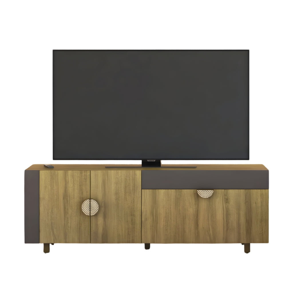 RACK TV 75" MEDIALUNA MIEL/GRAFITO