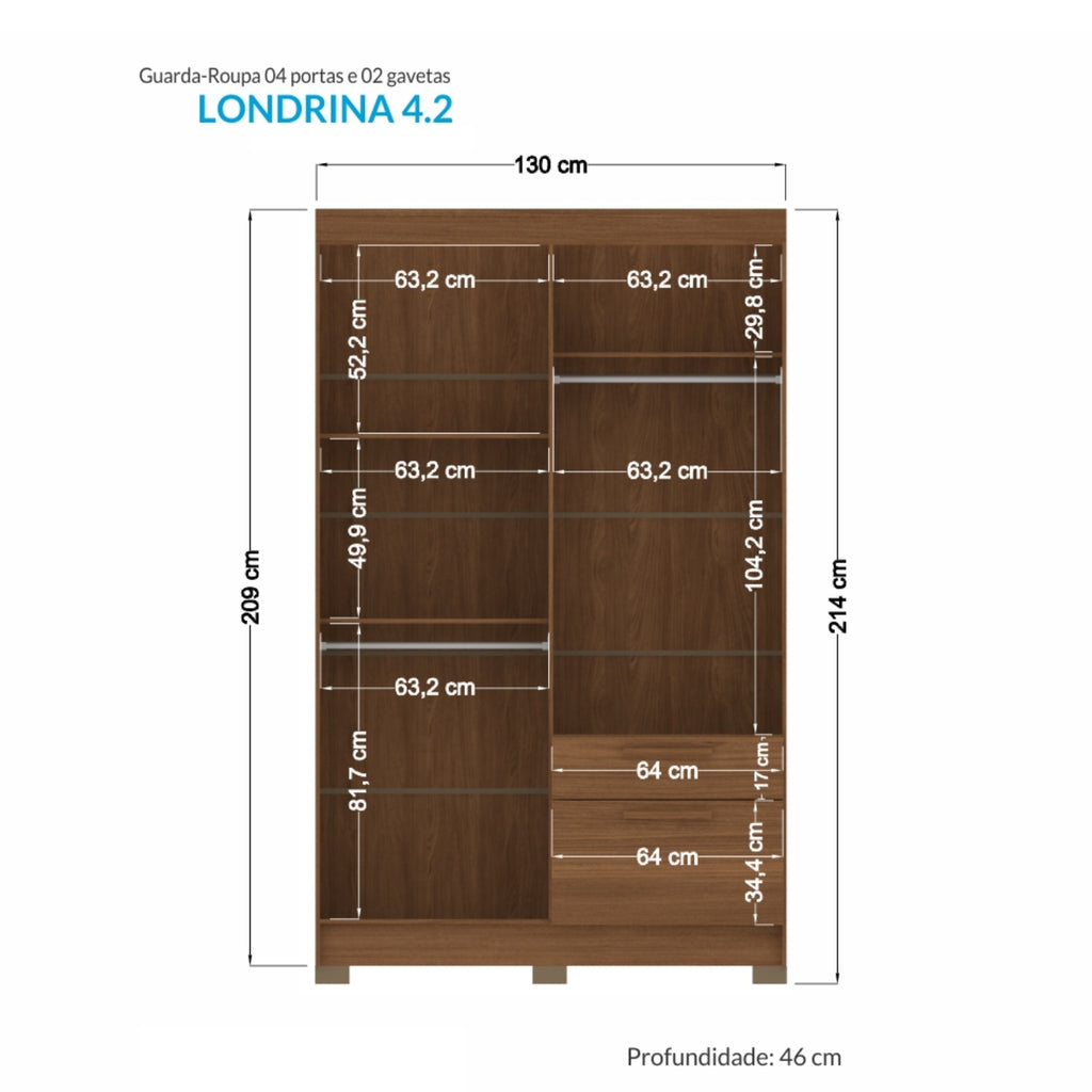 CLOSET LONDRINA 4.2 JATOBA/GRAFITO – Muebles Onessta
