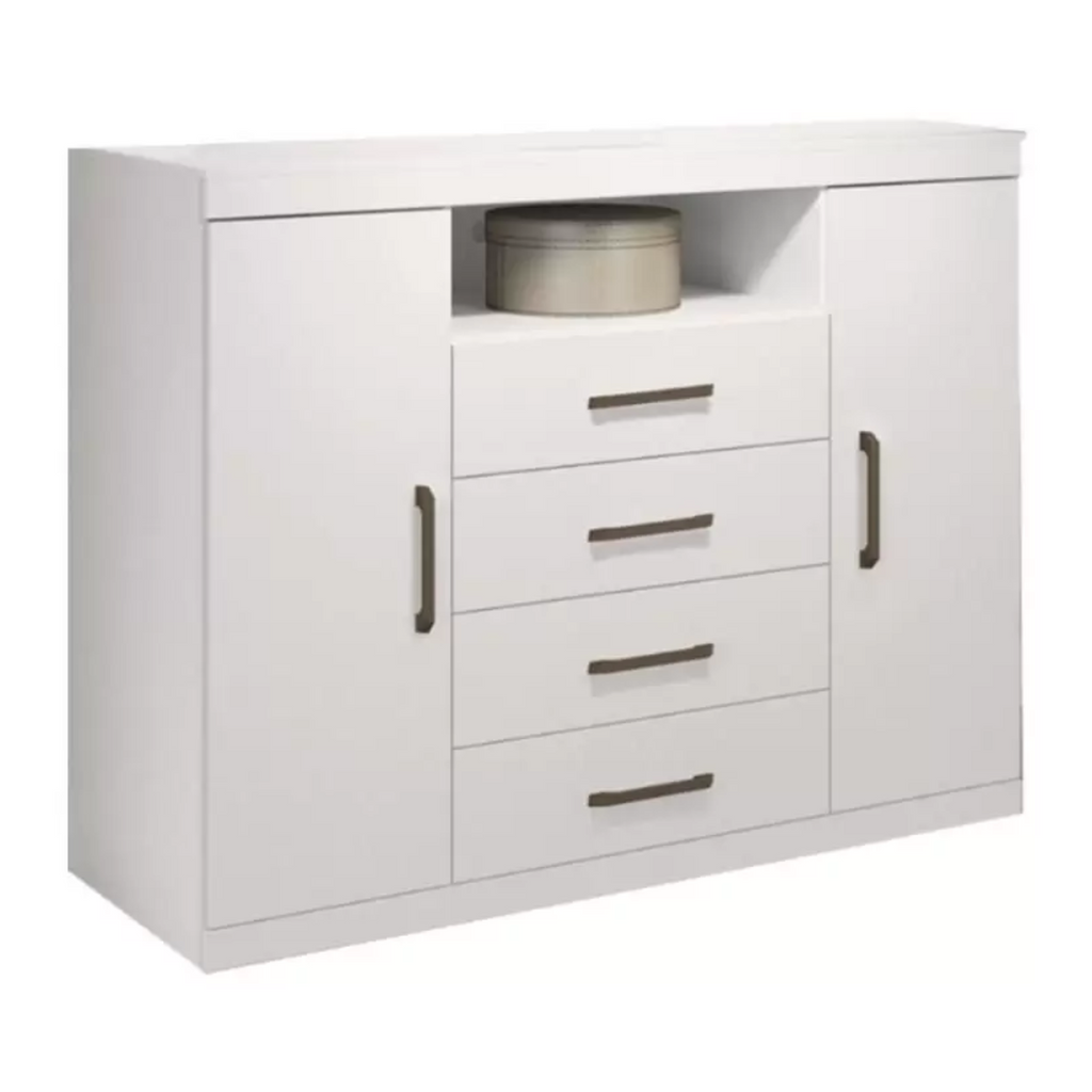 COMODA MASTER 2 PUERTAS 4 CAJONES BLANCO