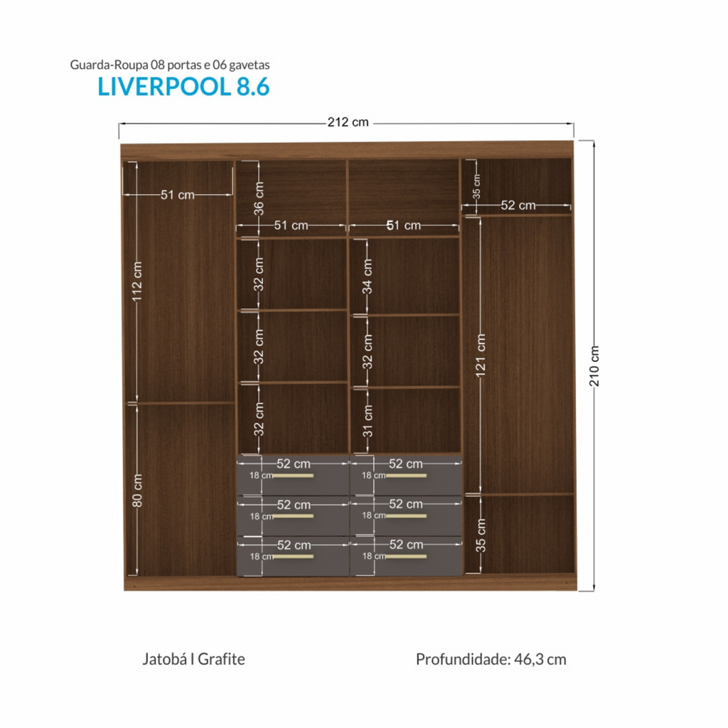 CLOSET LIVERPOOL 8.6 JATOBA/GRAFITO – Muebles Onessta