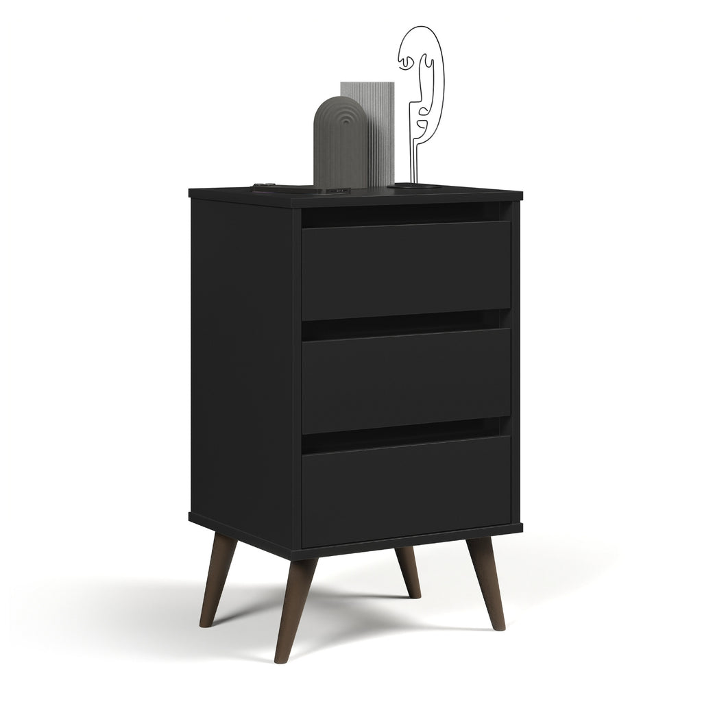 VELADOR WOOD 3 CAJONES NEGRO