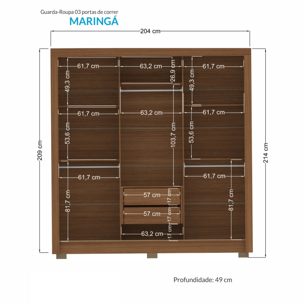 CLOSET MARINGA 3.2 JATOBA/GRAFITO C/ESPEJO – Muebles Onessta